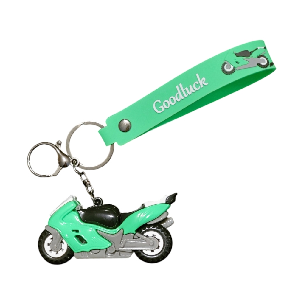 Motorcycle Green Keychain - Picture 2 of 2